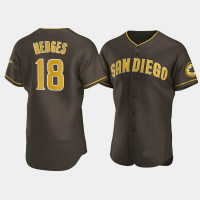 Men's San Diego Padres #18 Austin Hedges Brown Authentic 2020 Alternate Jersey Men's San Diego Padres #18 Austin Hedges Brown Authentic 2020 Alternate Jersey