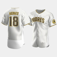 Men's San Diego Padres #18 Austin Hedges White Brown Authentic 2020 Home Jersey Men's San Diego Padres #18 Austin Hedges White Brown Authentic 2020 Home Jersey