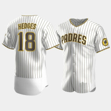 Men's San Diego Padres #18 Austin Hedges White Brown Authentic 2020 Home Jersey Men's San Diego Padres #18 Austin Hedges White Brown Authentic 2020 Home Jersey