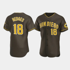 Men's San Diego Padres #18 Austin Hedges Brown Authentic Road Jersey Men's San Diego Padres #18 Austin Hedges Brown Authentic Road Jersey