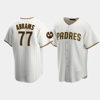 #77 C.J.Abrams San Diego Padres Men's White Home Replica 2023 Motorola Patch Jersey