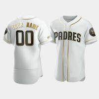 Men's San Diego Padres #00 Custom White Golden Edition Authentic Jersey