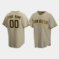 Men's San Diego Padres #00 Custom Sand Brown 2020 Replica Alternate Jersey Men's San Diego Padres #00 Custom Sand Brown 2020 Replica Alternate Jersey