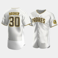 Men's San Diego Padres #30 Eric Hosmer White Brown Authentic 2020 Home Jersey Men's San Diego Padres #30 Eric Hosmer White Brown Authentic 2020 Home Jersey