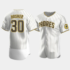 Men's San Diego Padres #30 Eric Hosmer White Brown Authentic 2020 Home Jersey