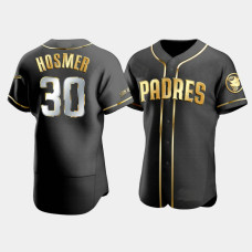 Men's San Diego Padres Eric Hosmer #30 Black Golden Edition Authentic Jersey