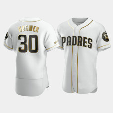 Men's San Diego Padres #30 Eric Hosmer White Golden Edition Authentic Jersey