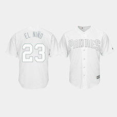 San Diego Padres #23 Fernando Tatis Jr. 2019 Players' Weekend El Nino White Replica Jersey Men's San Diego Padres #23 Fernando Tatis Jr. 2019 Players' Weekend El Nino White Replica Jersey Men's