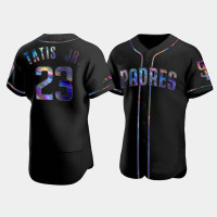 Men's San Diego Padres #23 Fernando Tatis Jr. Black Authentic Golden Edition Holographic Jersey
