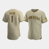 Men's San Diego Padres #1 Greg Allen Tan Brown Authentic Player 2020 Alternate Jersey Men's San Diego Padres #1 Greg Allen Tan Brown Authentic Player 2020 Alternate Jersey
