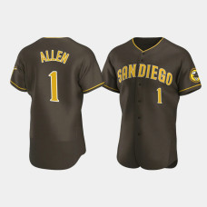 Men's San Diego Padres #1 Greg Allen Brown Authentic 2020 Road Jersey Men's San Diego Padres #1 Greg Allen Brown Authentic 2020 Road Jersey