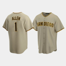 Men's San Diego Padres #1 Greg Allen Sand Brown Replica Player 2020 Alternate Jersey Men's San Diego Padres #1 Greg Allen Sand Brown Replica Player 2020 Alternate Jersey