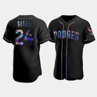 Men's San Diego Padres #24 Greg Allen Black Authentic Golden Edition Holographic Jersey Men's San Diego Padres #24 Greg Allen Black Authentic Golden Edition Holographic Jersey