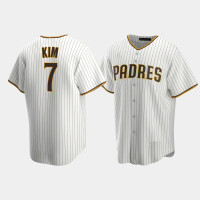 Men's San Diego Padres #7 Ha-Seong Kim White Brown Replica Trade Home Jersey