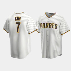 Men's San Diego Padres #7 Ha-Seong Kim White Brown Replica Trade Home Jersey