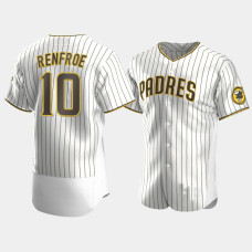 Men's San Diego Padres #10 Hunter Renfroe White Brown Authentic 2020 Home Jersey Men's San Diego Padres #10 Hunter Renfroe White Brown Authentic 2020 Home Jersey