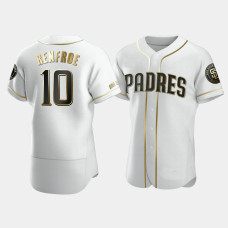 Men's San Diego Padres #10 Hunter Renfroe White Golden Edition Authentic Jersey Men's San Diego Padres #10 Hunter Renfroe White Golden Edition Authentic Jersey