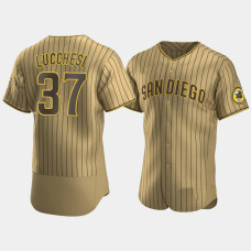 Men's San Diego Padres #37 Joey Lucchesi Tan Brown Authentic 2020 Alternate Jersey Men's San Diego Padres #37 Joey Lucchesi Tan Brown Authentic 2020 Alternate Jersey