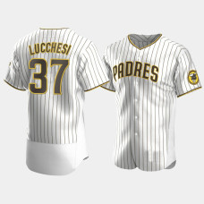 Men's San Diego Padres #37 Joey Lucchesi White Brown Authentic 2020 Home Jersey Men's San Diego Padres #37 Joey Lucchesi White Brown Authentic 2020 Home Jersey