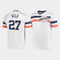 Men's San Diego Padres Keone Kela White Cooperstown Collection V-Neck Jersey