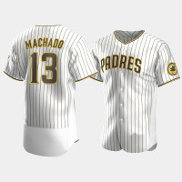 Men's San Diego Padres #13 Manny Machado White Brown Authentic 2020 Home Jersey Men's San Diego Padres #13 Manny Machado White Brown Authentic 2020 Home Jersey
