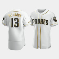 Men's San Diego Padres #13 Manny Machado White Golden Edition Authentic Jersey Men's San Diego Padres #13 Manny Machado White Golden Edition Authentic Jersey