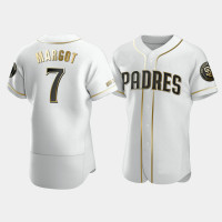 Men's San Diego Padres #7 Manuel Margot White Golden Edition Authentic Jersey Men's San Diego Padres #7 Manuel Margot White Golden Edition Authentic Jersey