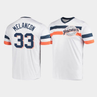 Men's San Diego Padres Mark Melancon White Cooperstown Collection V-Neck Jersey