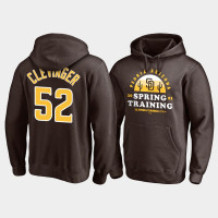 Men's San Diego Padres Mike Clevinger #52 2021 Spring Training Brown Upper Decker Pullover Hoodie Men's San Diego Padres Mike Clevinger #52 2021 Spring Training Brown Upper Decker Pullover Hoodie