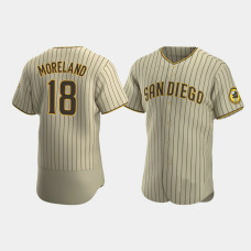Men's San Diego Padres #18 Mitch Moreland Tan Brown Authentic Player 2020 Alternate Jersey Men's San Diego Padres #18 Mitch Moreland Tan Brown Authentic Player 2020 Alternate Jersey