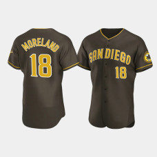 Men's San Diego Padres #18 Mitch Moreland Brown Authentic 2020 Road Jersey Men's San Diego Padres #18 Mitch Moreland Brown Authentic 2020 Road Jersey