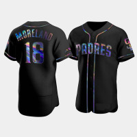 Men's San Diego Padres #18 Mitch Moreland Black Authentic Golden Edition Holographic Jersey Men's San Diego Padres #18 Mitch Moreland Black Authentic Golden Edition Holographic Jersey