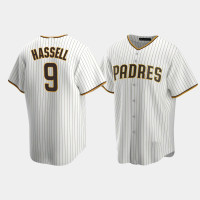 Men's San Diego Padres Robert Hassell #9 White Brown 2020 Draft Home Replica Jersey