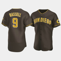 Men's San Diego Padres #9 Robert Hassell Brown Authentic Road Jersey Men's San Diego Padres #9 Robert Hassell Brown Authentic Road Jersey
