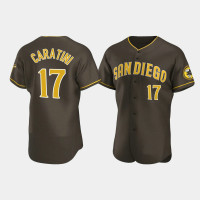 Men's San Diego Padres #17 Victor Caratini Brown Authentic Road Jersey Men's San Diego Padres #17 Victor Caratini Brown Authentic Road Jersey