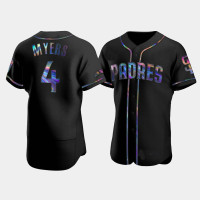 Men's San Diego Padres #4 Wil Myers Black Authentic Golden Edition Holographic Jersey