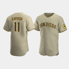 Men's San Diego Padres #11 Yu Darvish Sand Brown Authentic Trade Alternate Jersey