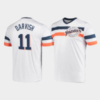 Men's San Diego Padres Yu Darvish White Cooperstown Collection V-Neck Jersey