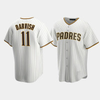 Men's San Diego Padres #11 Yu Darvish White Brown Replica Trade Home Jersey