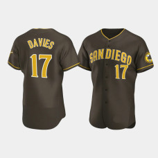 Men's San Diego Padres #17 Zach Davies Brown Authentic Road Jersey Men's San Diego Padres #17 Zach Davies Brown Authentic Road Jersey