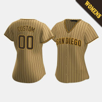 Women's San Diego Padres Custom #00 Tan Brown Replica Alternate Jersey