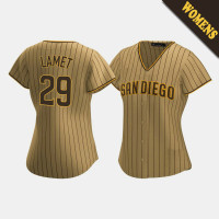 Women's San Diego Padres Dinelson Lamet #29 Tan Brown Replica Alternate Jersey