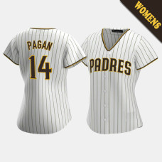 Women's San Diego Padres Emilio Pagan #14 White Brown Replica Home Jersey