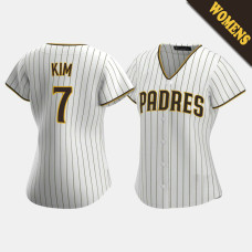 Women's San Diego Padres Ha-Seong Kim #7 White Brown Replica Trade Home Jersey