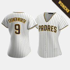 Women's San Diego Padres Jake Cronenworth #9 White Brown Replica Home Jersey