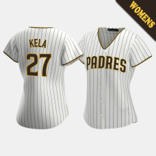 Women's San Diego Padres Keone Kela #27 White Brown Replica Home Jersey