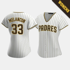 Women's San Diego Padres Mark Melancon #33 White Brown Replica Home Jersey
