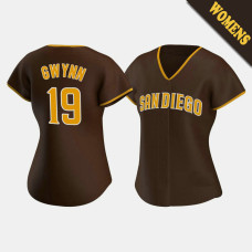 Women's San Diego Padres Tony Gwynn #19 Brown Replica 2020 Road Jersey