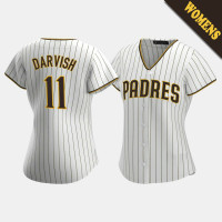 Women's San Diego Padres Yu Darvish #11 White Brown Replica Trade Home Jersey