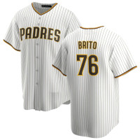 Jhony Brito #76 San Diego Padres Home Jersey - White Replica Jhony Brito #76 San Diego Padres Home Jersey - White Replica